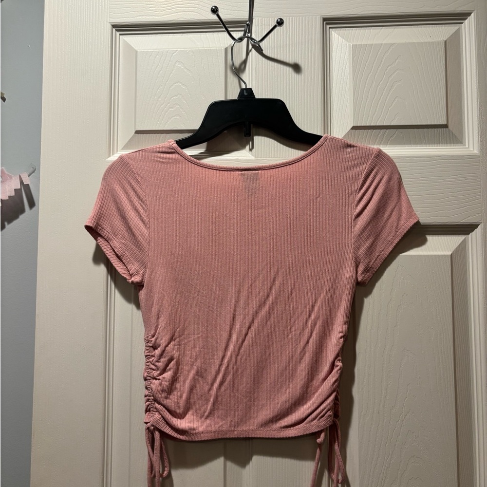 Pink Ribbed Short Sleeve Top - Picture 2 of 2